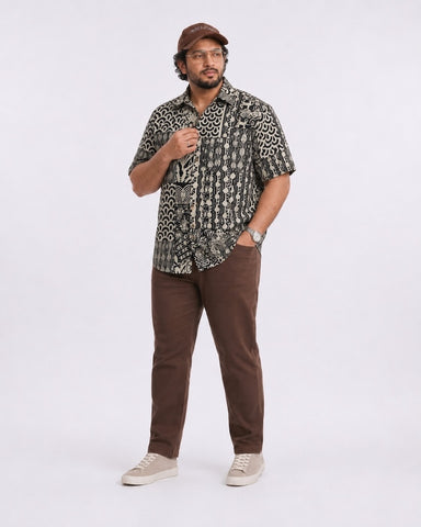 Kartikeya Jaipur Floral Print Half Sleeve Plus Size Shirt for Men