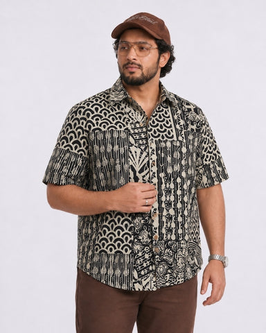 Kartikeya Jaipur Floral Print Half Sleeve Plus Size Shirt for Men