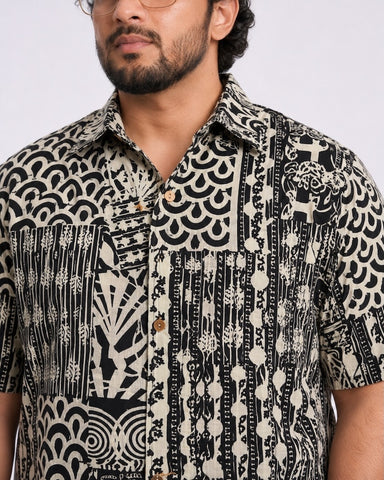 Kartikeya Jaipur Floral Print Half Sleeve Plus Size Shirt for Men
