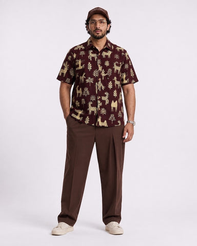 Tribal Print Classic Half Sleeve Plus Size Shirt for Men