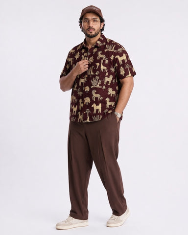 Tribal Print Classic Half Sleeve Plus Size Shirt for Men