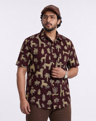 Tribal Print Classic Half Sleeve Plus Size Shirt for Men