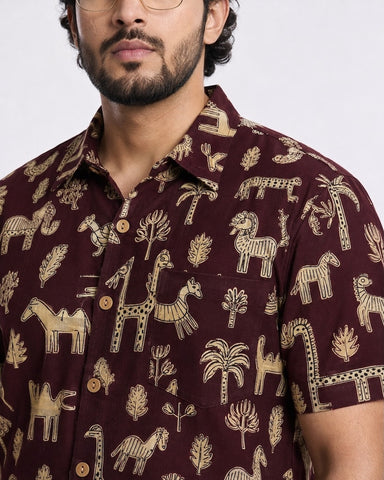 Tribal Print Classic Half Sleeve Plus Size Shirt for Men