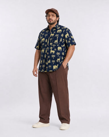 Tribal Print Classic Half Sleeve Plus Size Shirt for Men