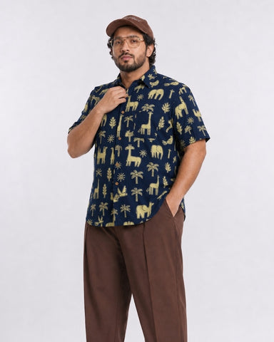 Tribal Print Classic Half Sleeve Plus Size Shirt for Men