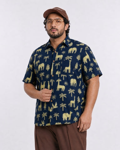 Tribal Print Classic Half Sleeve Plus Size Shirt for Men