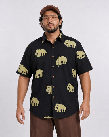 Bold Elephant Print Plus Size Shirt for Men - Kartikeya Jaipur