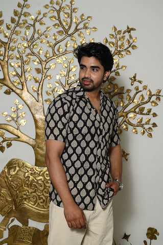 Block Print Plus Size Classic Cotton Shirt for Men
