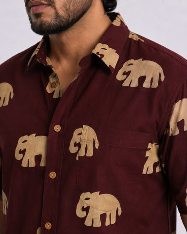 Bold Elephant Print Plus Size Shirt for Men - Kartikeya Jaipur