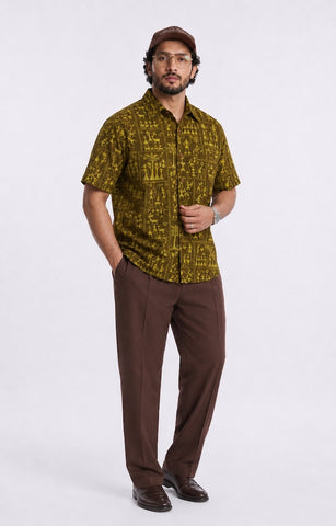 Classic Tribal Print Half Sleeve Plus Size Shirt for Men