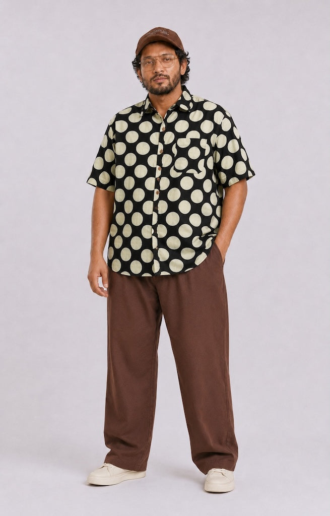 Polka Dot Casual Half Sleeve Plus Size Shirt for Men