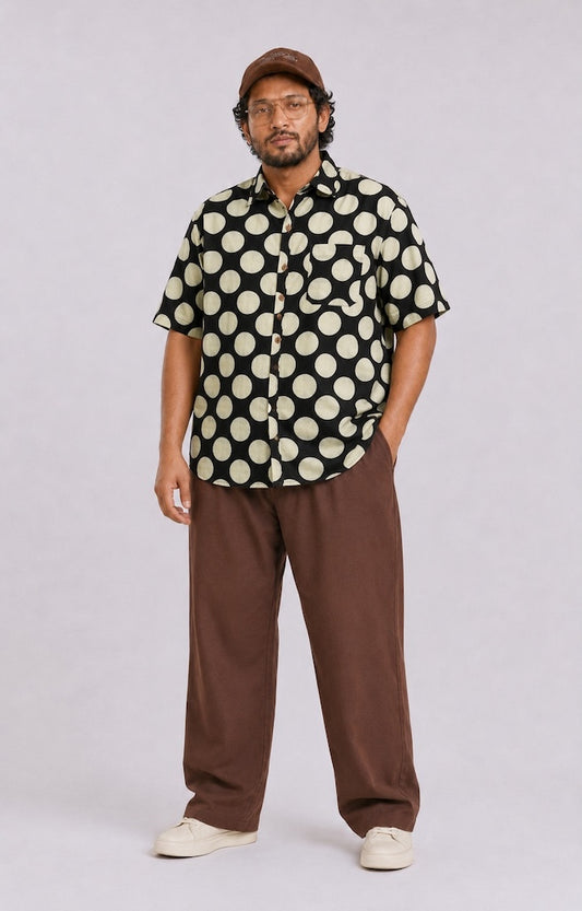 Polka Dot Casual Half Sleeve Plus Size Shirt for Men