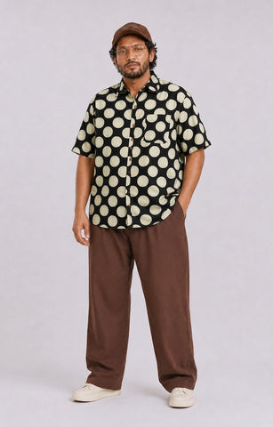 Polka Dot Casual Half Sleeve Plus Size Shirt for Men