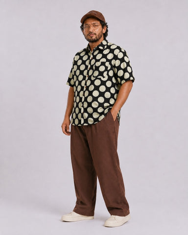 Polka Dot Casual Half Sleeve Plus Size Shirt for Men