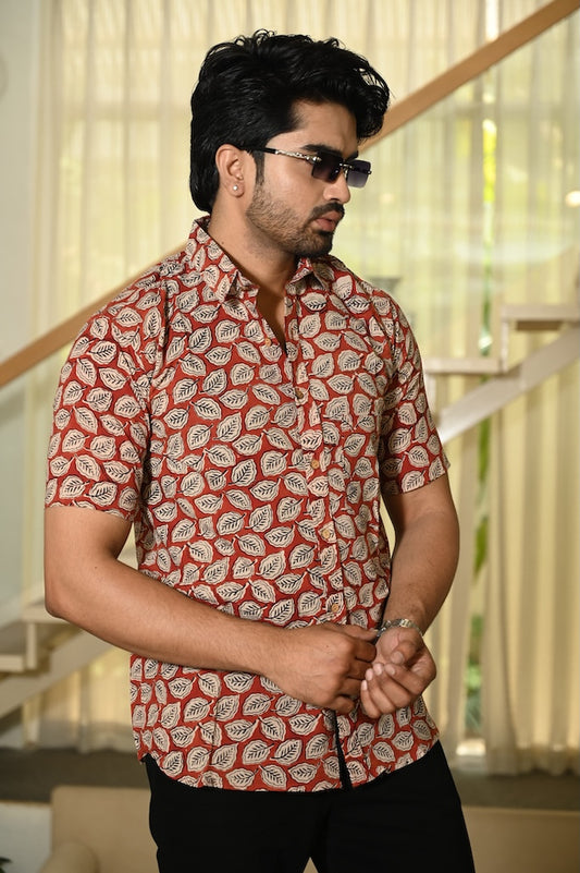 Block Print Plus Size Classic Cotton Shirt for Men