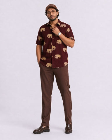 Bold Elephant Print Plus Size Shirt for Men - Kartikeya Jaipur