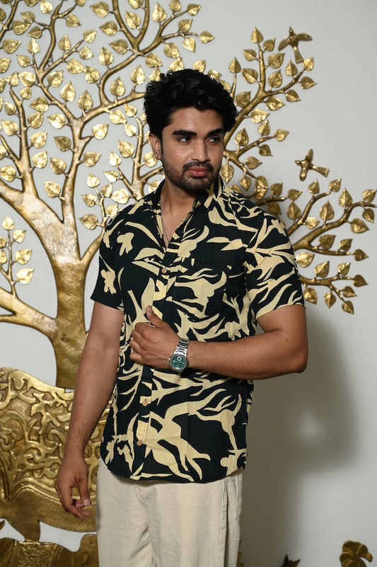 Block Print Plus Size Classic Cotton Shirt for Men