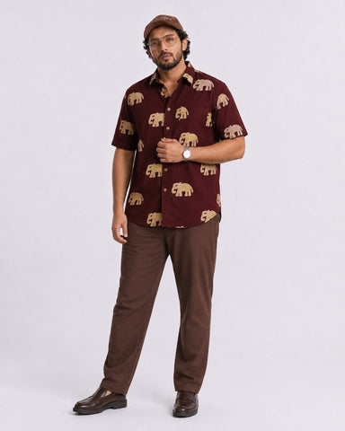Bold Elephant Print Plus Size Shirt for Men - Kartikeya Jaipur