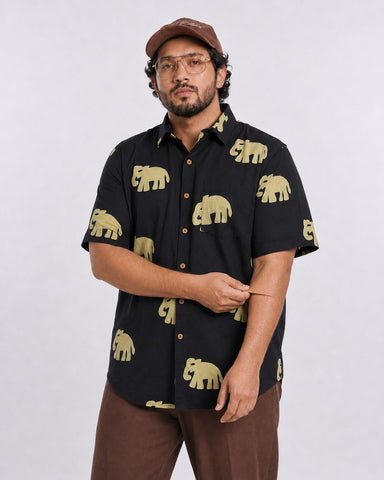 Bold Elephant Print Plus Size Shirt for Men - Kartikeya Jaipur