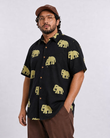 Bold Elephant Print Plus Size Shirt for Men - Kartikeya Jaipur
