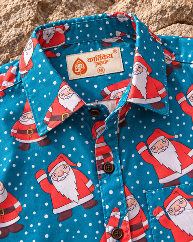 Christmas Print Half Sleeve Shirt for Men