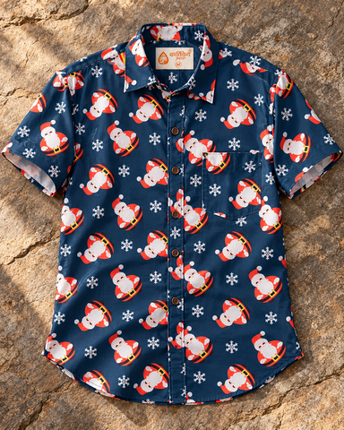 Christmas Print Half Sleeve Shirt for Men