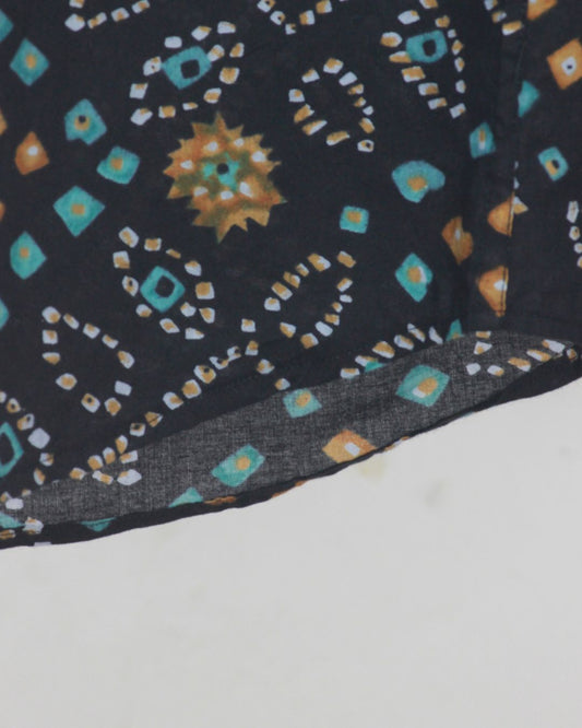Cotton Black Half Sleeve Bandhej Shirt for Men