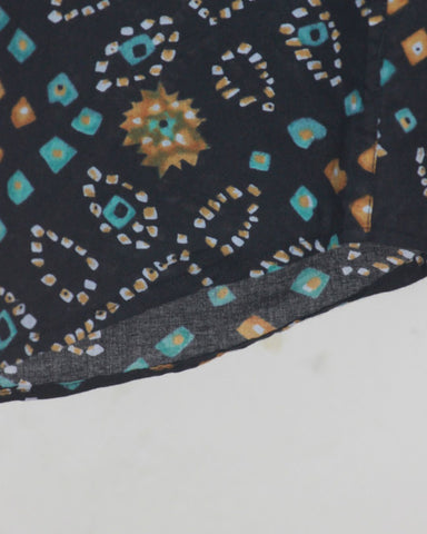 Cotton Black Half Sleeve Bandhej Shirt for Men