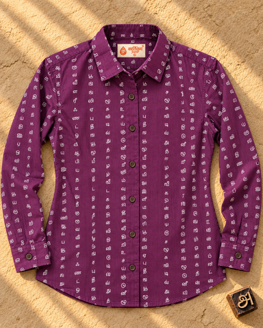 Tamil Alphabet Full Sleeves Classic Shirt for Women