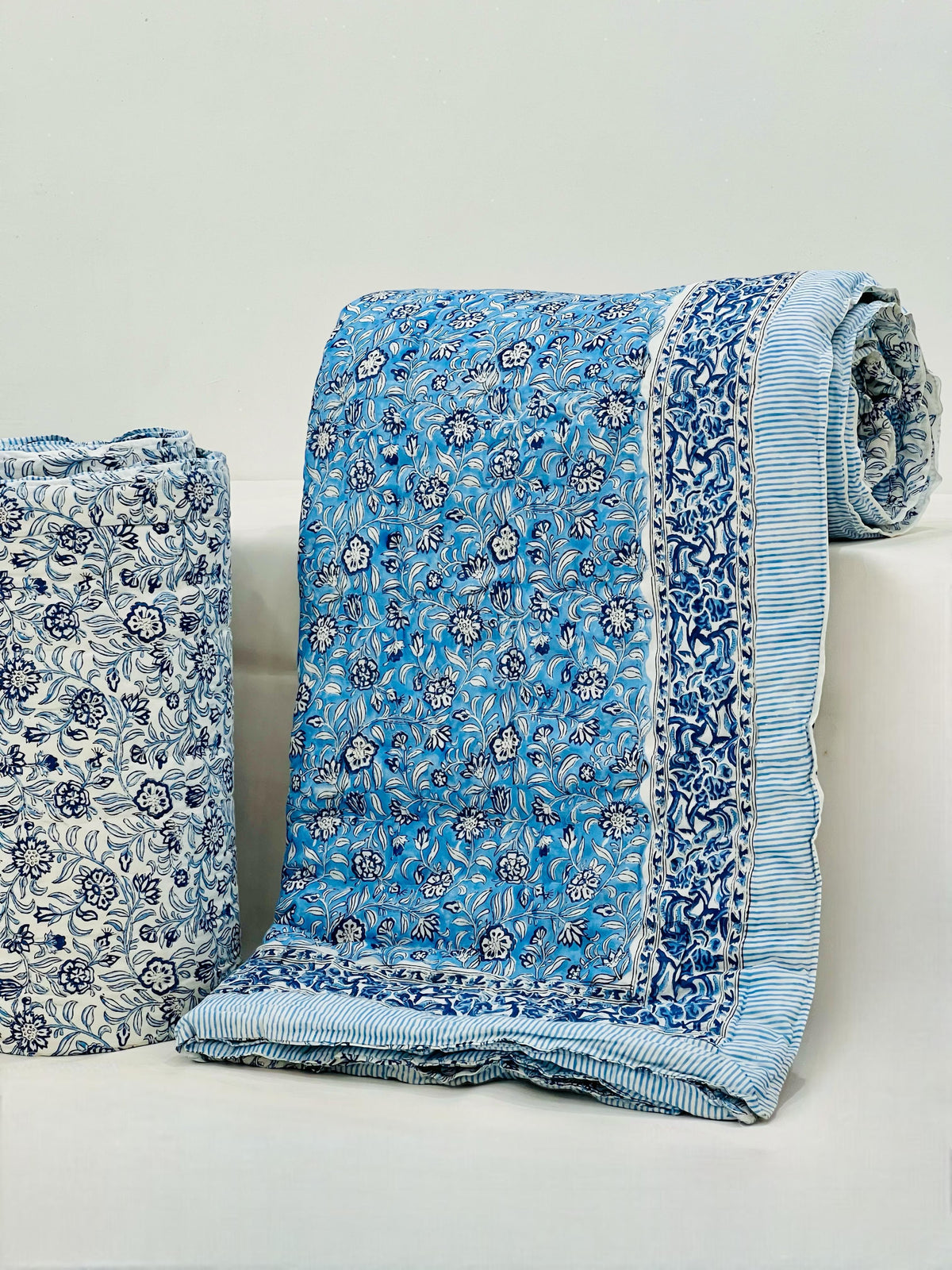 HANDCRAFTED PREMIUM JAIPURI BLOCK DOUBLE BED HAND QUILT ( RAZAI )