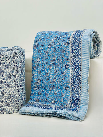 HANDCRAFTED PREMIUM JAIPURI BLOCK DOUBLE BED HAND QUILT ( RAZAI )