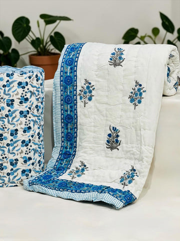 PREMIUM JAIPURI BLOCK DOUBLE BED HAND QUILT ( RAZAI )