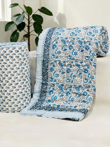 HANDCRAFTED PREMIUM JAIPURI BLOCK DOUBLE BED HAND QUILT ( RAZAI )