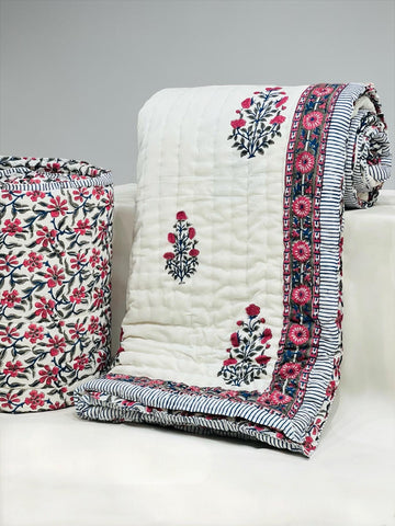 PREMIUM JAIPURI BLOCK DOUBLE BED HAND QUILT ( RAZAI )