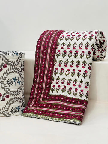 PREMIUM JAIPURI BLOCK DOUBLE BED HAND QUILT ( RAZAI )