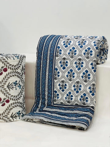 PREMIUM JAIPURI BLOCK DOUBLE BED HAND QUILT ( RAZAI )