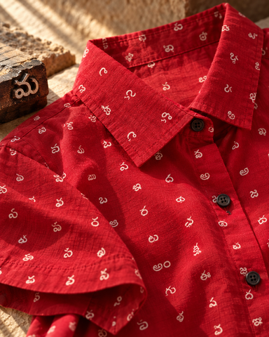 Heritage Telugu Script Half Sleeves Shirt for Women