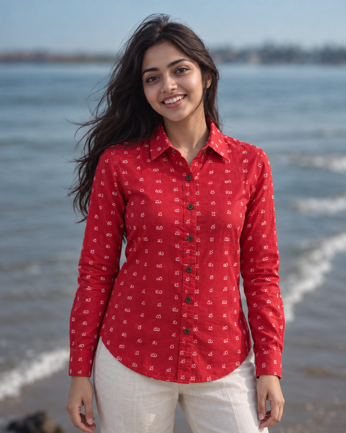 Classic Telugu Alphabet Full Sleeves Shirt for Women