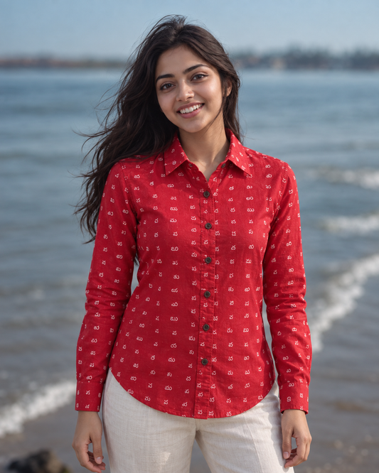 Classic Telugu Alphabet Full Sleeves Shirt for Women
