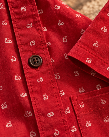 Classic Telugu Alphabets Printed Cotton Men's Shirt Half