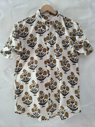 Traditional Print Half Sleeves Cotton Shirt for Men