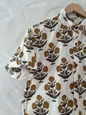 Traditional Print Half Sleeves Cotton Shirt for Men