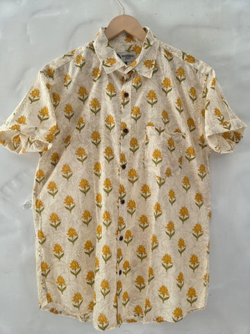 Traditional Print Half Sleeves Cotton Shirt for Men