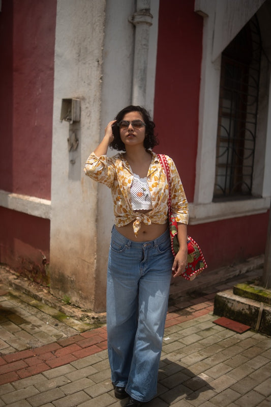 Jungle Print Full Sleeve Cotton Shirt for Womens