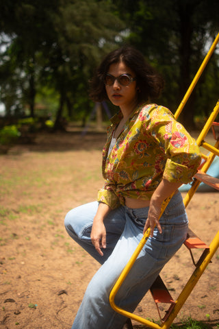 Floral Print Full Sleeve Cotton Shirt for Womens