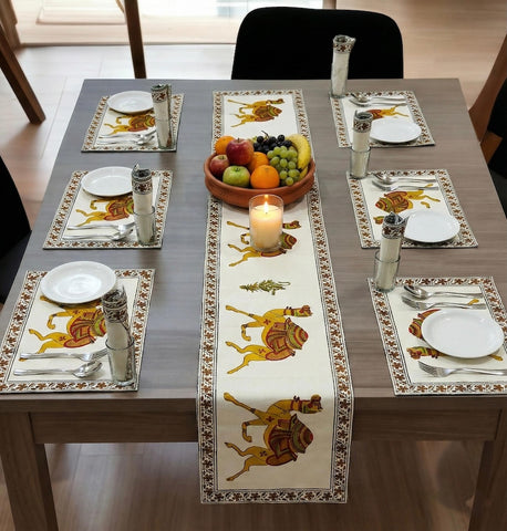 Hand Block Printed Premium Table Mat Set + Matching Runner