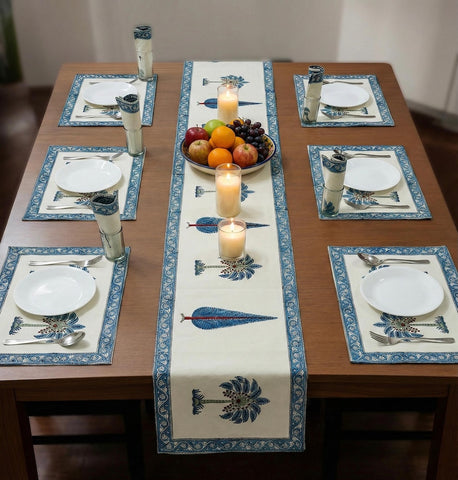 Hand Block Printed Premium Table Mat Set + Matching Runner