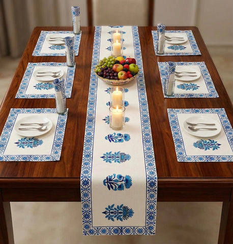 Hand Block Printed Premium Table Mat Set + Matching Runner