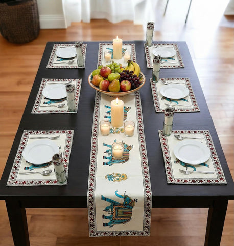Hand Block Printed Premium Table Mat Set + Matching Runner