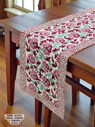 Handblock Table Runner ( 4 seater )
